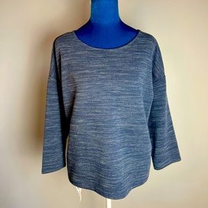 Chico’s Women’s Woven Crew Neck Top 3/4 Sleeve Heather Blue Size 1 (Medium)